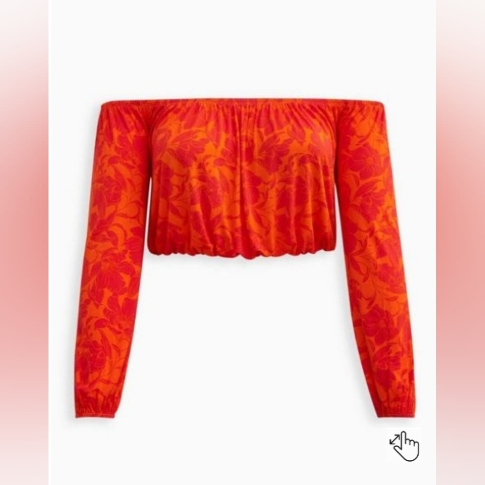 Torrid Super Soft Off-Shoulder Long Sleeve Crop Top